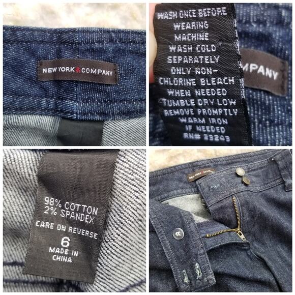 Cinch Buckle Back Capri Jeans NY & Co Size 6 Stretch Dark Stretch Denim Crop - Picture 4 of 8